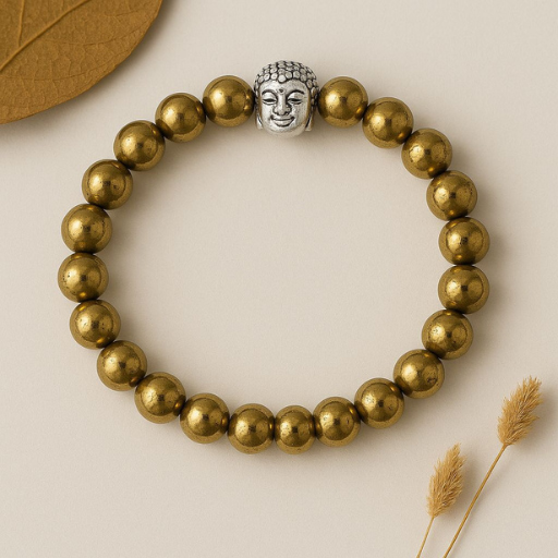 Golden Hematite Bracelet – Buddha Charm