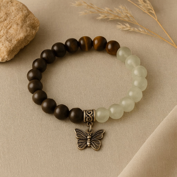 Moonstone White + Tiger Eye + Pyrite - Butterfly