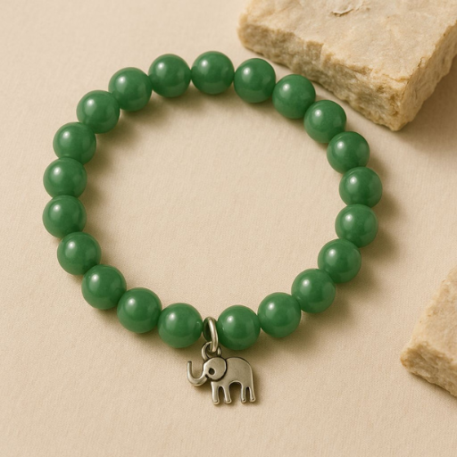 Green Aventurine Bracelet – Elephant Charm
