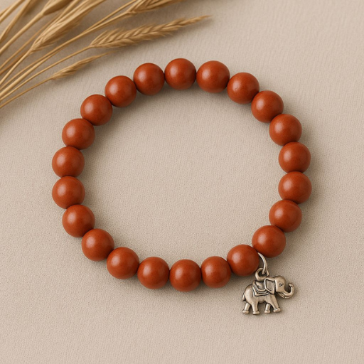 Red Jasper Bracelet – Elephant Charm